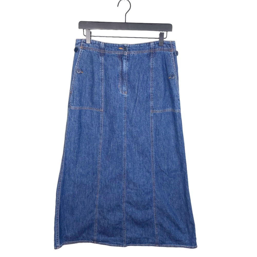 Vintage Y2K Jones New York Jeans A-line Denim Maxi Skirt Size 6 Modest Cotton